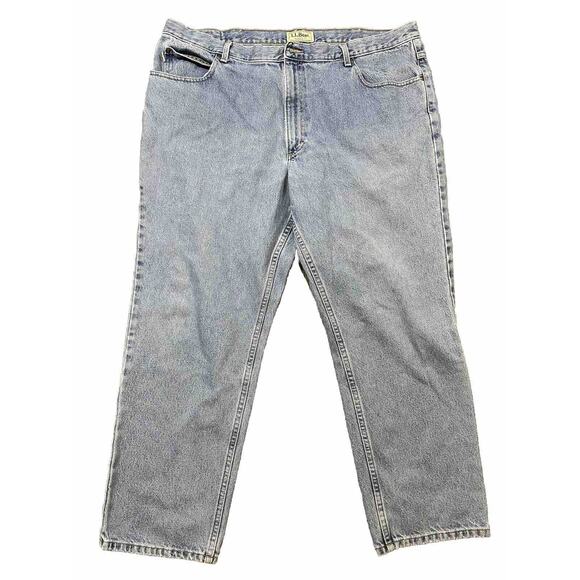 L.L. Bean 42x29 Classic Fit Blue Jeans Heavy Denim‎ Quality Faded Light Wash - Picture 1 of 6